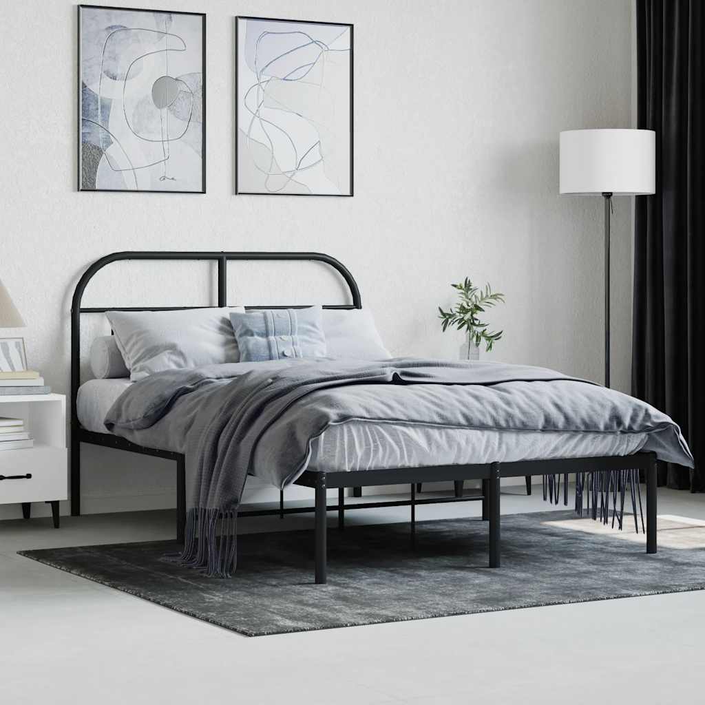 vidaXL Bed Frame with Headboard Metal Black 120x200 Cm