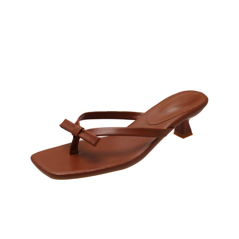 Fashion 2025 Summer Women Butterfly-knot Clip Toe Flip Flop Fashion Dress Slide Shoes Ladies Concise Low Heel Slippers