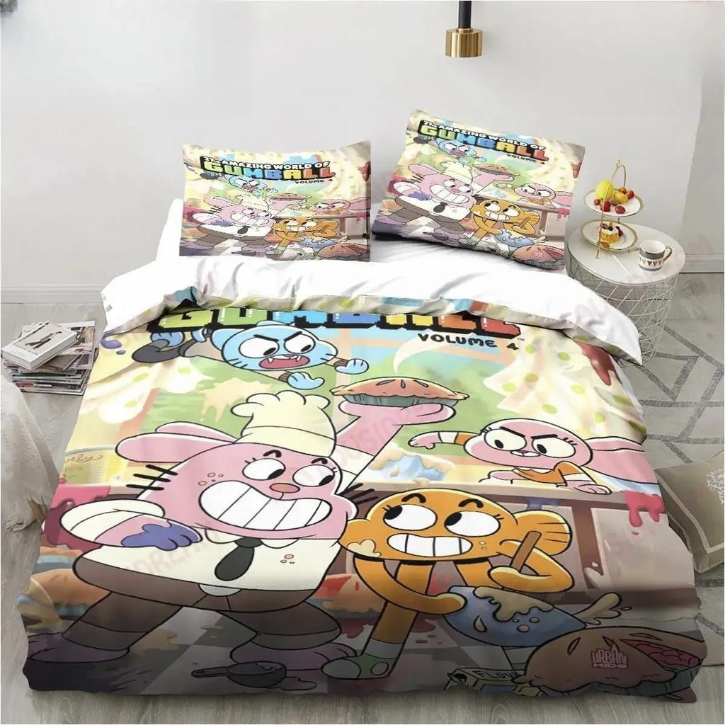New Cartoon The Amazing World Bedding Set Gumball Sheet King Twin Double Child Bedding Set Mircofiber or Polyester Duvet Cover