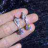 Angel Wing Pendant Earrings With Moissanite Cubic Zirconia Sterling Studs Women Fresh Sweet Style