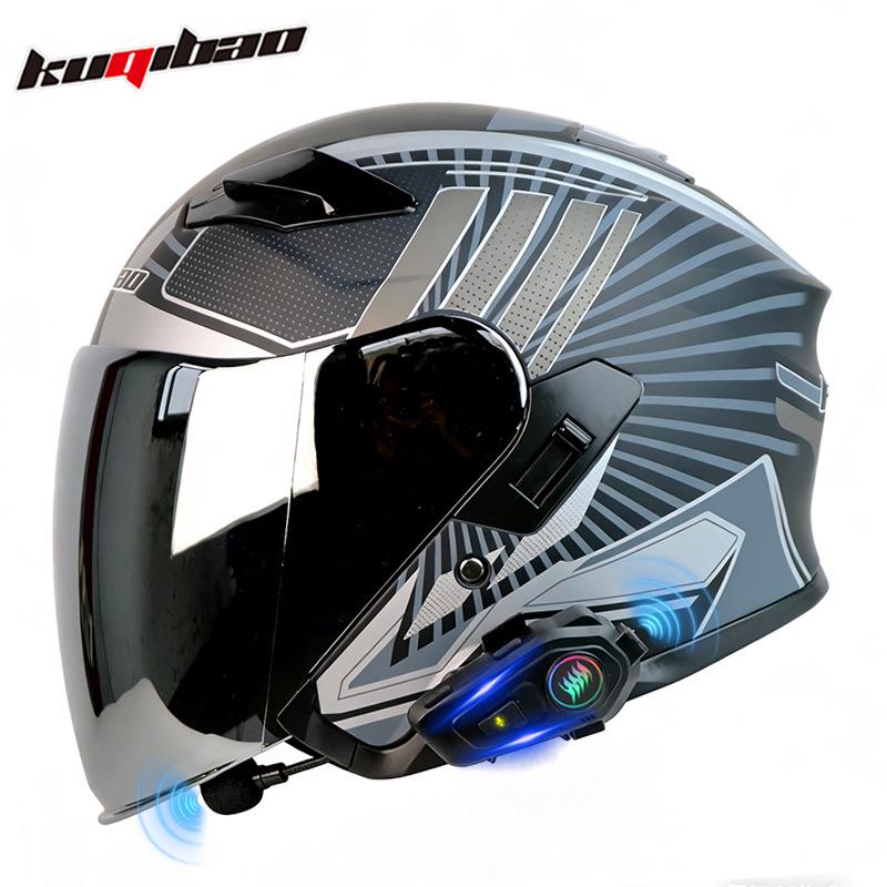 Cool Ride Lightweight Bluetooth Motorcycle Helmet with Dual Visor, 3C Certified, Long Battery Life, Comfortable Fit.