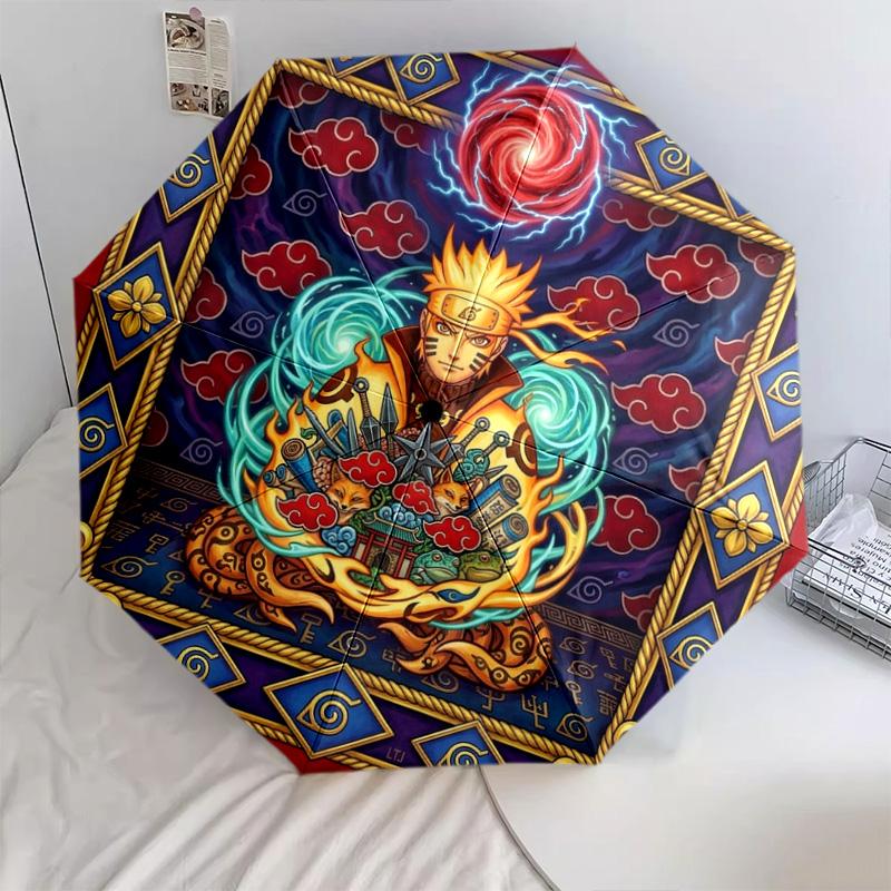 1 PC Automatic Folding Umbrella - Naruto Power Up Pattern Portable Foldable Design With 8 Ribs Christmas Birthday Gifts