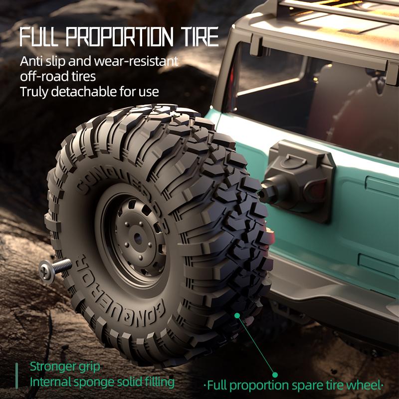 1/16 RC Car HB R1601 2.4G 4WD Off-Road Remote Control Cars with LED Crawler Trucks Climbing Vehicle Model Toys for Kids Adult
