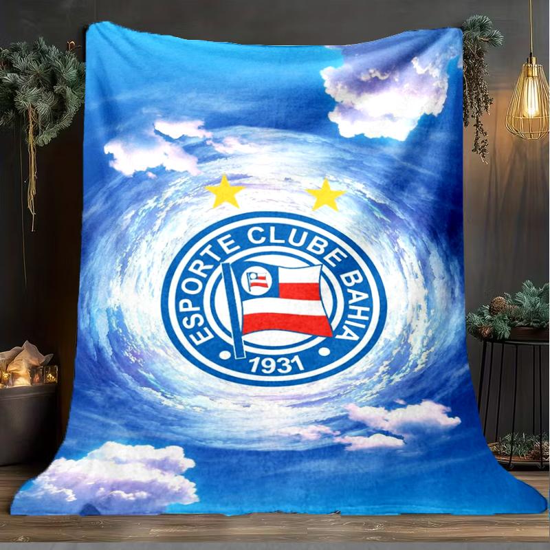 1 Stück Esporte Clube Bahia Sportverein Emblem Aufgedruckte Weiche Flanelldecke Überwurf für Schlafzimmer Wohnzimmer Sofa Camping Fan Geschenke Weihnachtsgeschenke