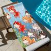 Cartoon cat and cute fish pattern polyester microfiber beach towel is highly absorbent, suitable for swimming and beach outings