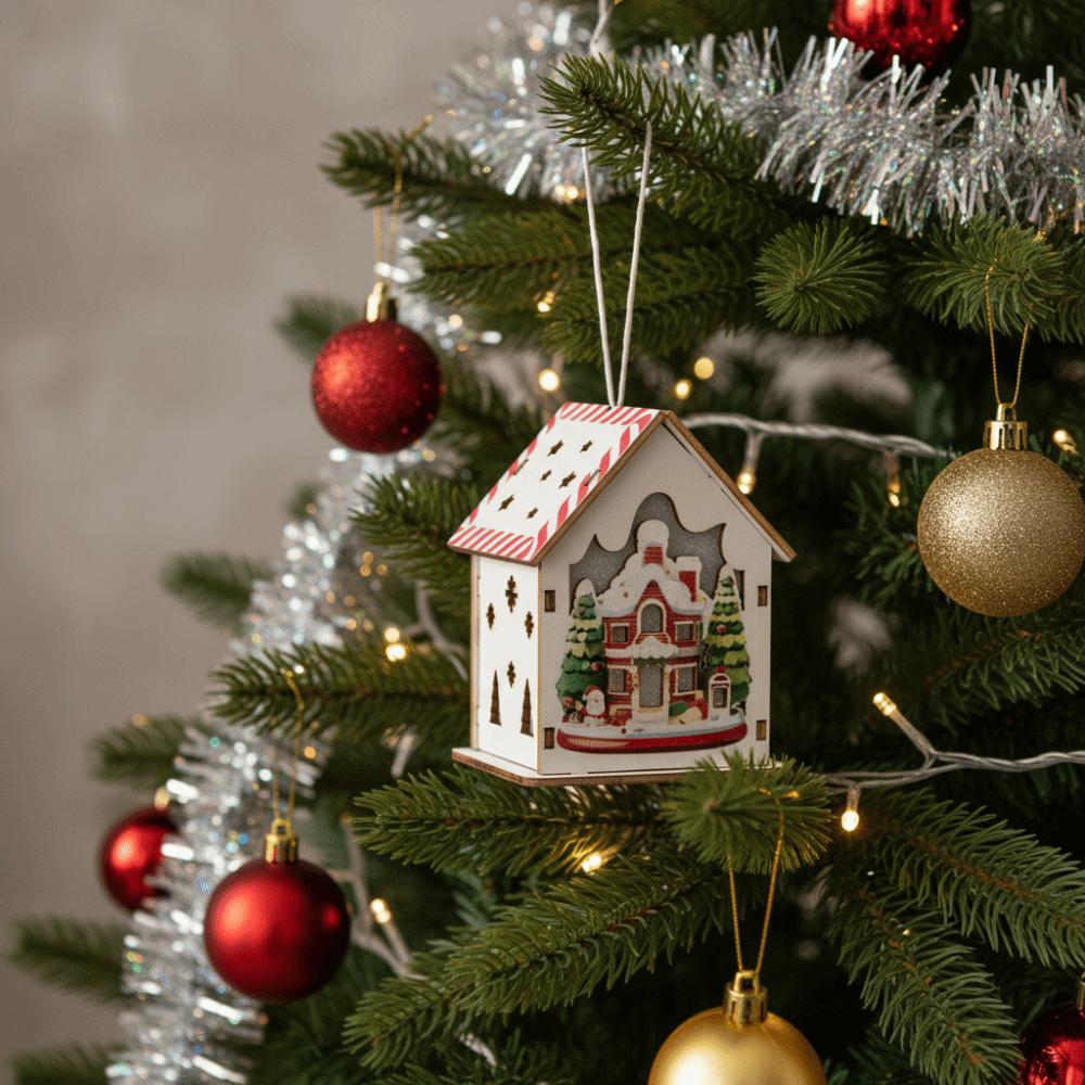 Colorful Christmas LED Light Wooden House Mini Cute Wooden Luminous Huts Decorative Luminous Cabin New Year Gifts