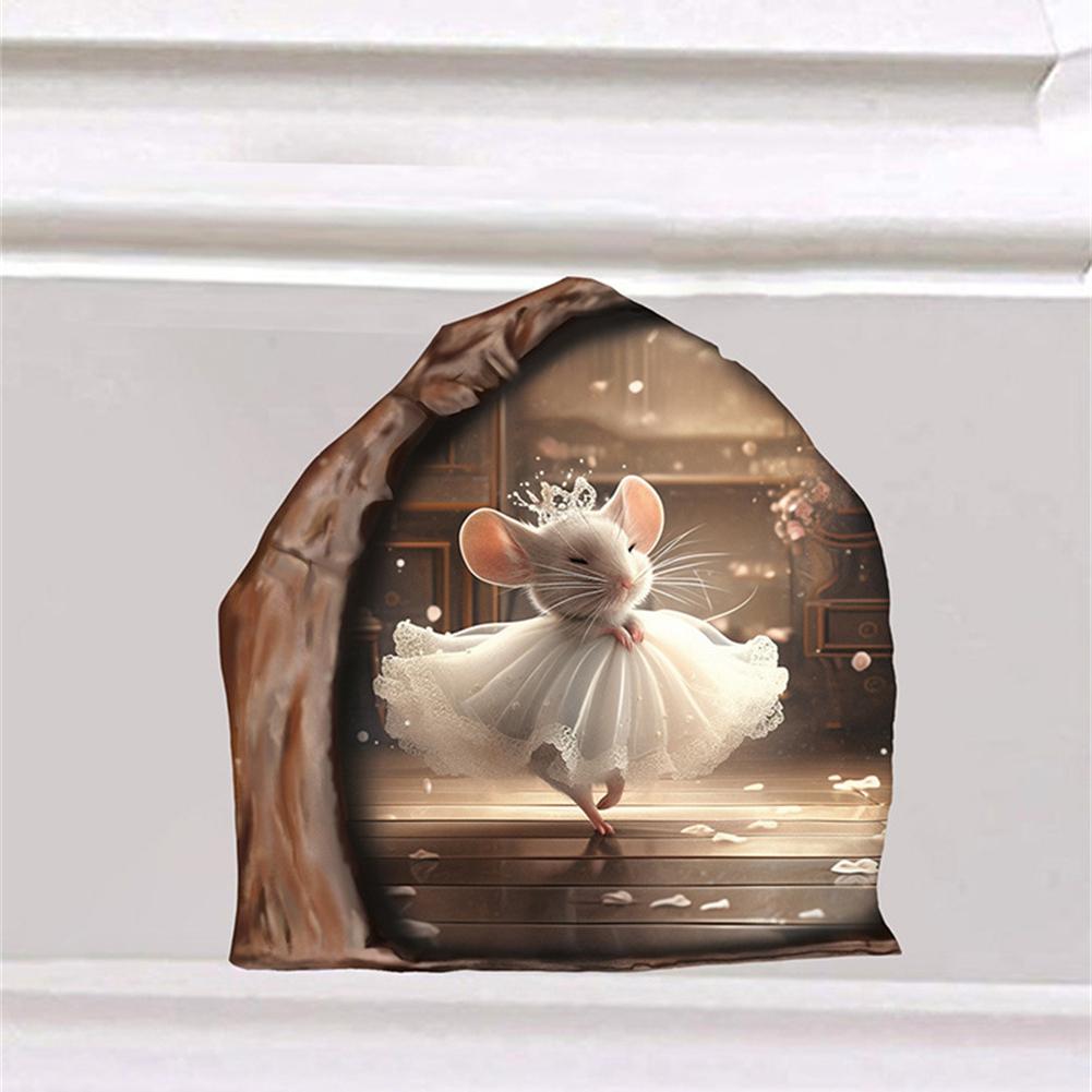 DIY Cartoon Funny Mouse Hole Wall Stickers Home Decoration Cute Animal Waterproof Decals Kid Bedroom Living Room Wallpaper Decor