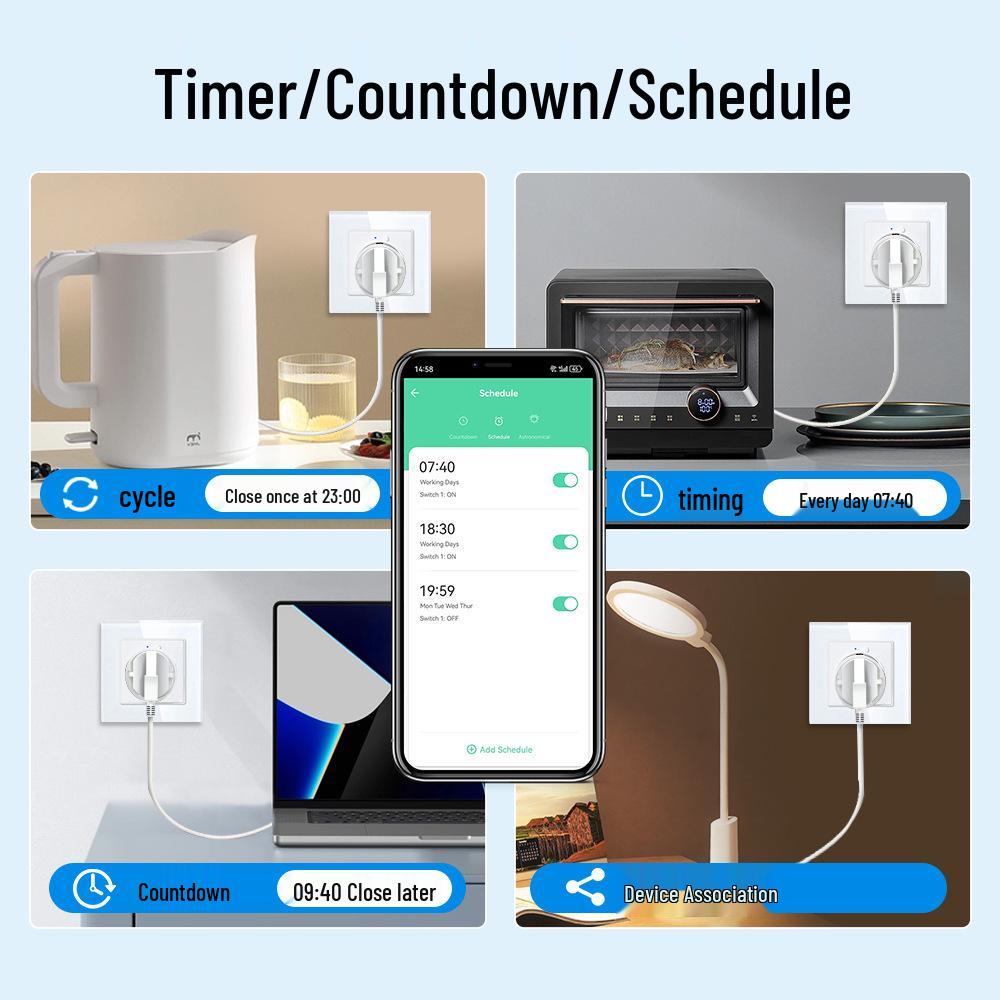 European Smart Double Socket - WiFi Remote Control with Voice and Timer