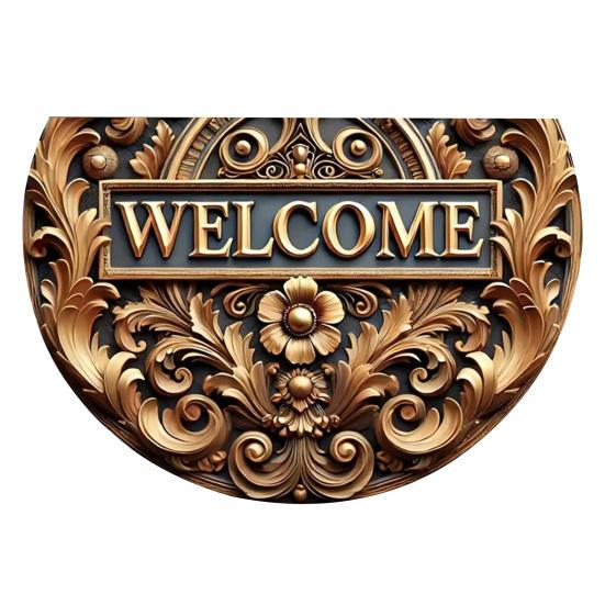 Floor Mat Semi-Circular Design 3D Illusion Rug Non-Slip Decorative Door Mat Entryway Living Room Bedroom Fade-Resistant Area Rug