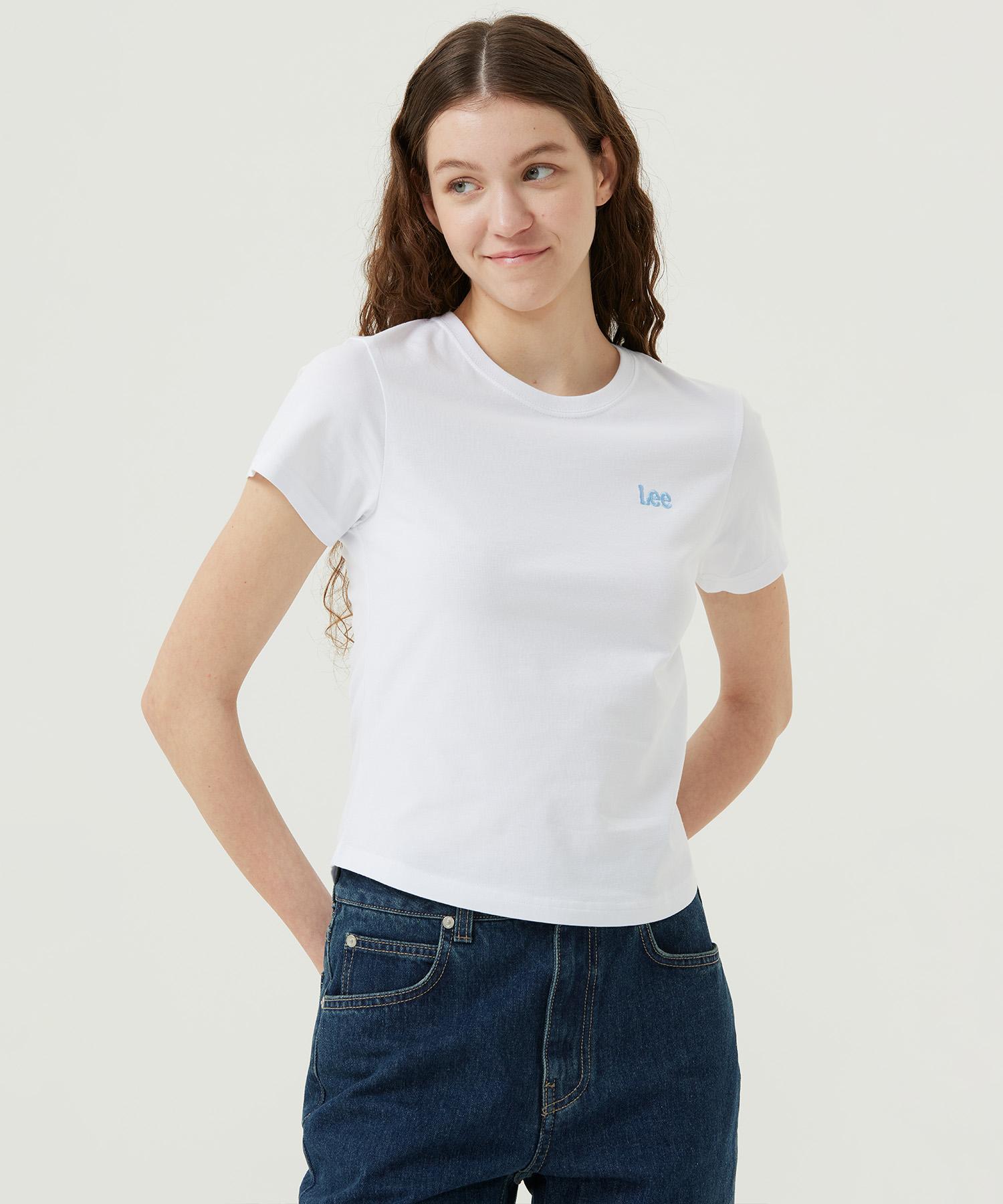 Lee Women Small Twitch Logo Typo T-Shirt White S