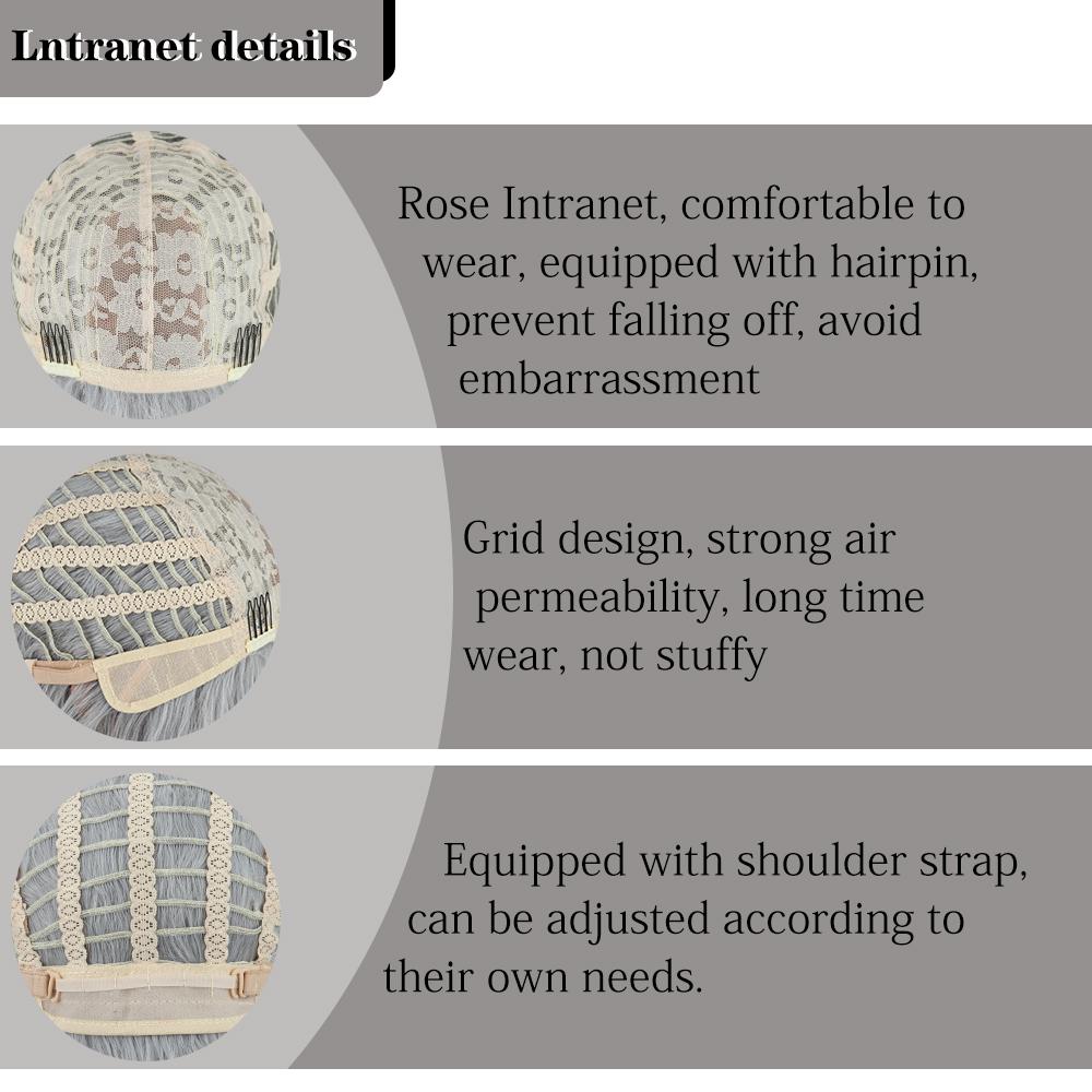 LISI HAIR Short Curl Wig Middle Long Natural Wave Hair Synthetic Wigs with Bangs for Women Gray Wig Cosplay Party Wig