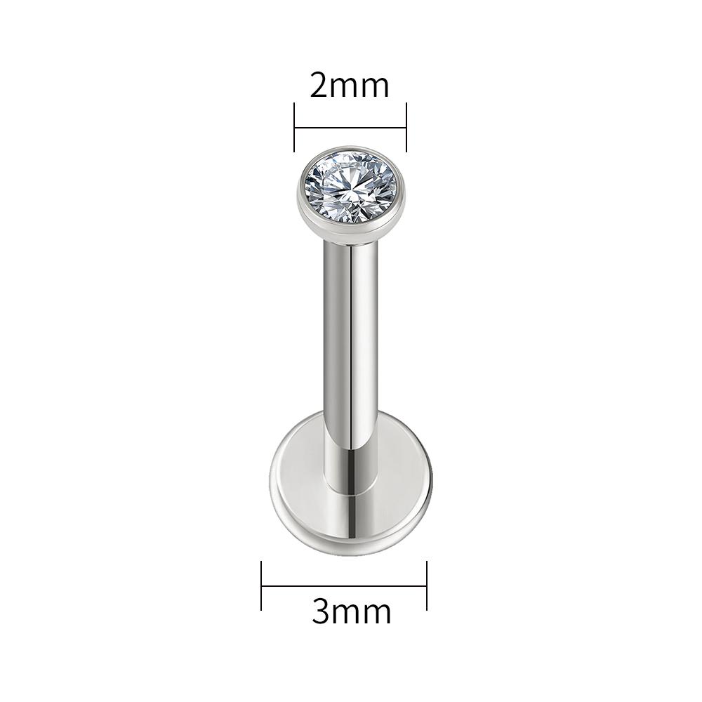 Right Grand ASTM F136 Titanium 18G/16G Threadless Push Pin Flat Back Stud 2/2.5/3/4mm CZ Cartilage Tragus Helix Nose Piercing