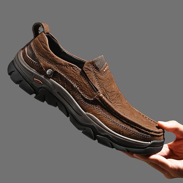 Echtes Leder Herrenschuhe Outdoor Slipper Luxus Weiches Leder Herren Fahrschuhe Plateau Handgefertigt Wasserdichte Sneaker Vip