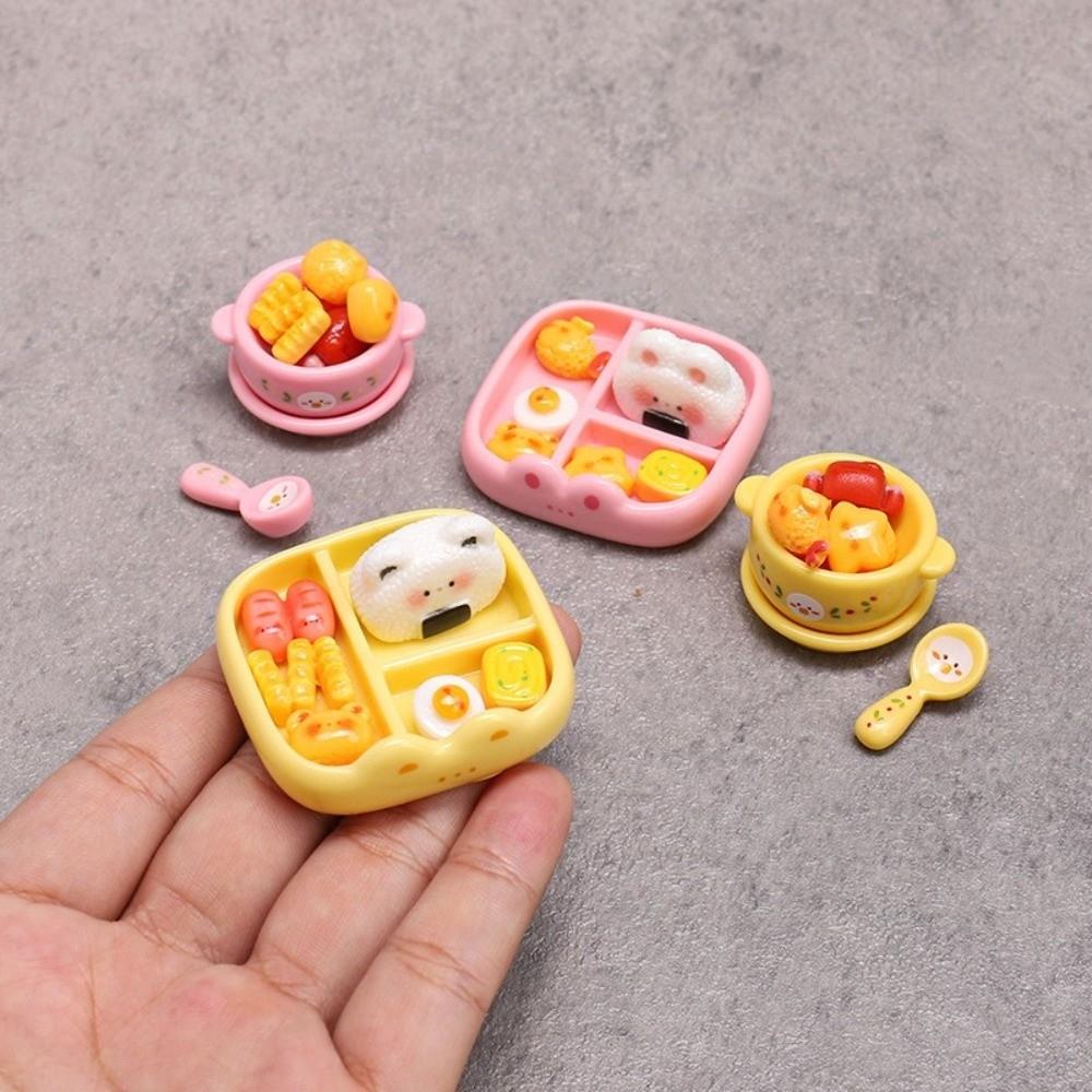 Mini Miniature Playset Pink Yellow Blue Realistic Food Model Lunch Food Ornament  Doll Accessories