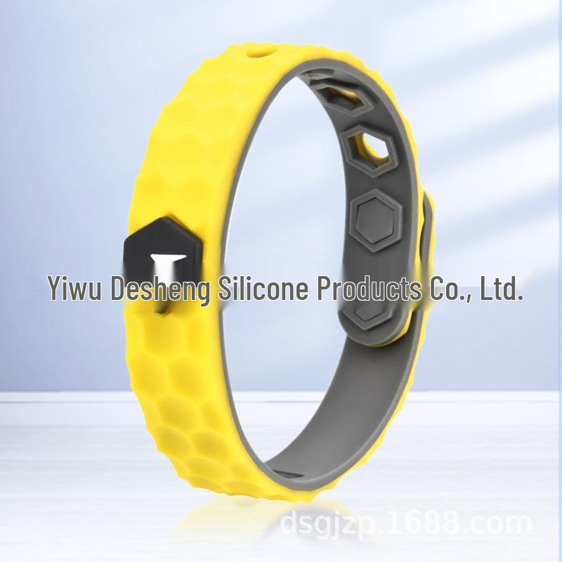 Adjustable 3D Silicone Anti-static Bracelet with Negative Ions - Waterproof & Minimalist Design