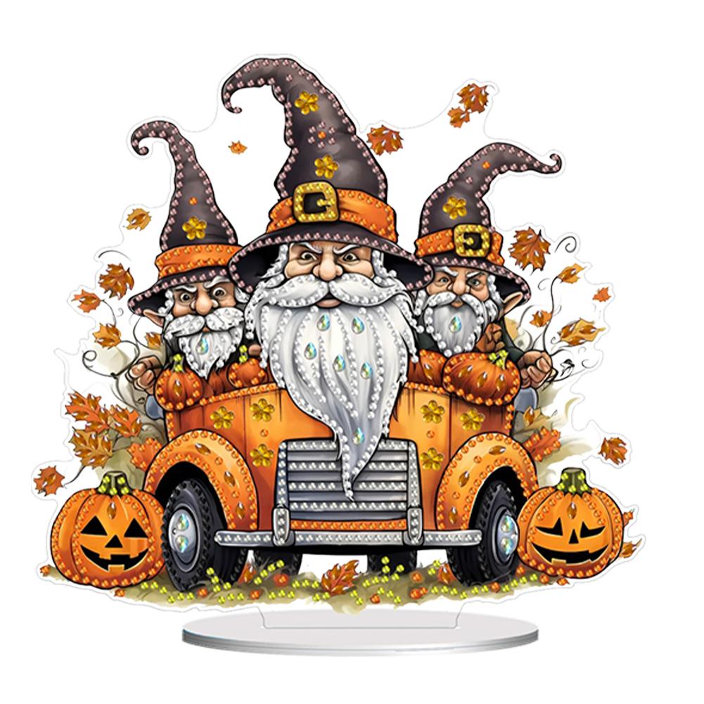 Acrylic Happy Halloween Diamond Painting Tabletop Ornaments Kit Table Top Diamond Painting Ornament Kits for Home Office Decor