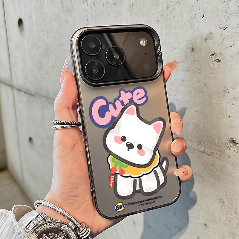 Cute West Highland Dog Cartoon Matte Phone Case, Kawaii Aesthetic Shockproof Soft Protective Cover for iPhone