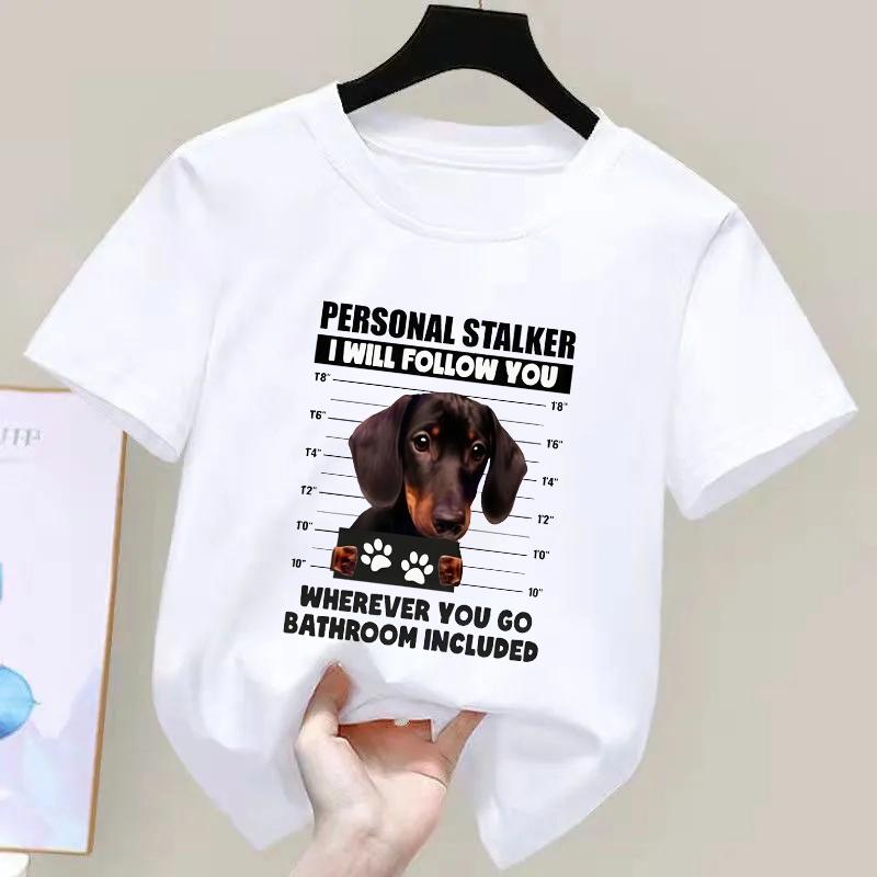 Dachshund Teckel Funny Cute Dog Animal TShirt Kid Girls Short Sleeve Summer Fashion Tshirt Casual Fashion Tee Shirt ONeck Tops