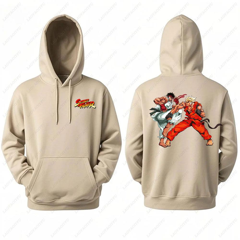 Street Fighter Men's Hoodie Anime Game Print Casual Long-sleeved Sweatshirt Double-sided Streetwear for Autumn ropa de hombre