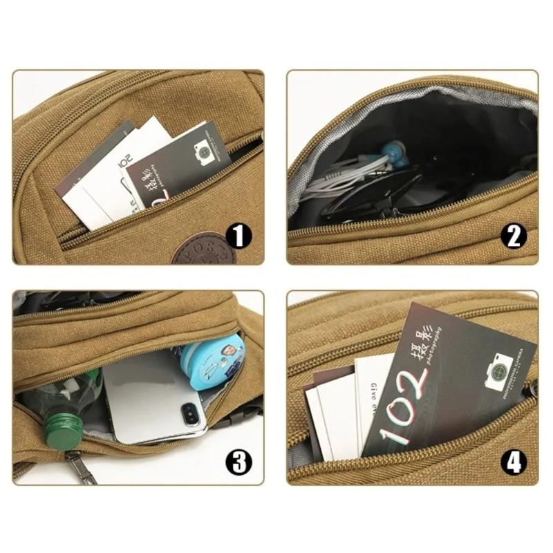 Men's Crossbody Bags Fashion Canvas Wallet Multifunctional Chest Shoulder Bag Large Capacity Waist Bag Outdoor Travel Mobile Phone Bag Crossbody Bag