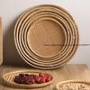 Hand-Woven Round Bamboo Sieve, Hand-painted Bamboo Raft, Dustpan, DIY Decorative Fruit Bread Basket, Kitchen Storage Tray