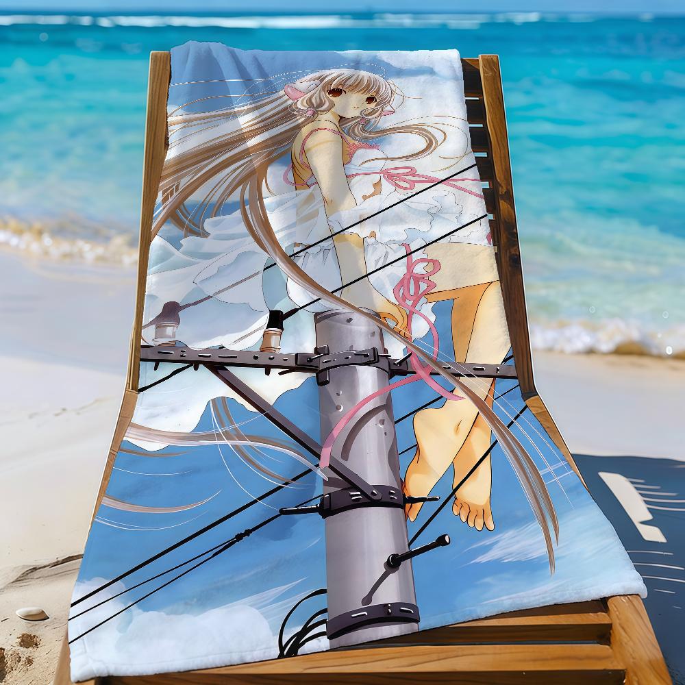 Anime C-Chobits Cute Chii Towel Sports Quick Dry Travel Camping Gear Sandproof Soft Light Large Beach Towel