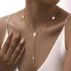 Prjewel Stainless Steel Virgin Vrand Three-Color Beaded Y-Shaped Necklaces for Women The Holy Spirit Cross Pendant Necklace New