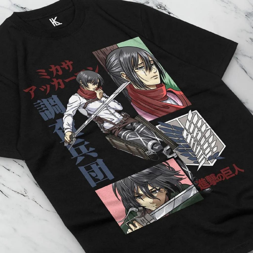 Camiseta Attack On Titan Mikasa Eren y Mikasa Chica Anime AOT Camiseta Tee Todas las Tallas
