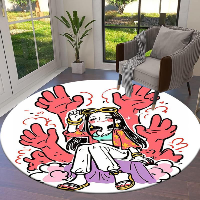 One Piece Boa Hancock Round Area Rug Carpet Rug For Living Room Bedroom Sofa Playroom Decor Nonslip Floor Mat