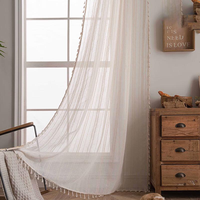 Jingga Striped Slub Sheer Curtain