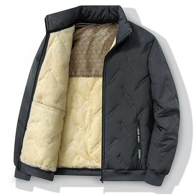 Mens Winter Hoodless Padded Warm Plus Size Coat Youth Standing Collar Cozy Jacket