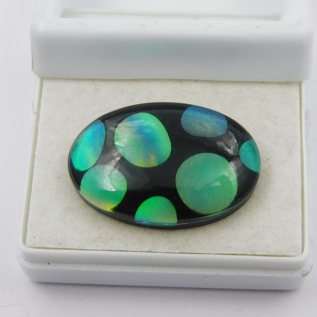 22 ct Lab-Created Multicolor Onyx Opal Doublet Oval Cut Loose Gemstone for Jewelry Making and Crafts