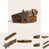 Womens Star Pattern Faux Leather Belt With Alloy Snap Buckle For Casual Wear