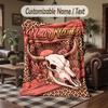 Rustic Wild Boho Style Theme Throw Blanket Custom Name Text Personalized Blanket Soft Cozy Blanket for Home Sofa Bed