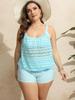 Plus Size Women's Two-Piece Swimsuit Set with Strappy Cover-up - Slimming and Conservative Design