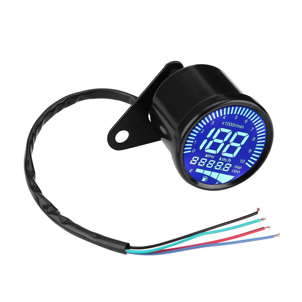 Digital Motorcycle Speedometer, Keenso 12V DC Universal Motorcycle LED Backlight Digital Speedometer Tachometer Speed Gauge Oil Level Meter Voltmeter
