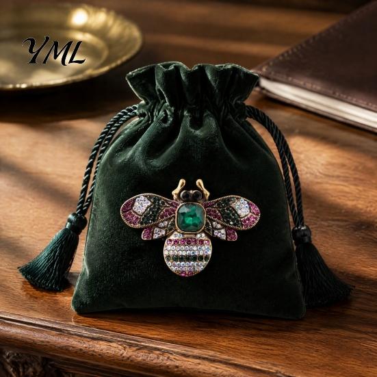 Anti-rust Bee Pin Retro Rhinestone Brooch Pin, Insect Alloy Badge with Women Jewelry Accessory Colorful Rhinestones, for Clothing Dress Coat