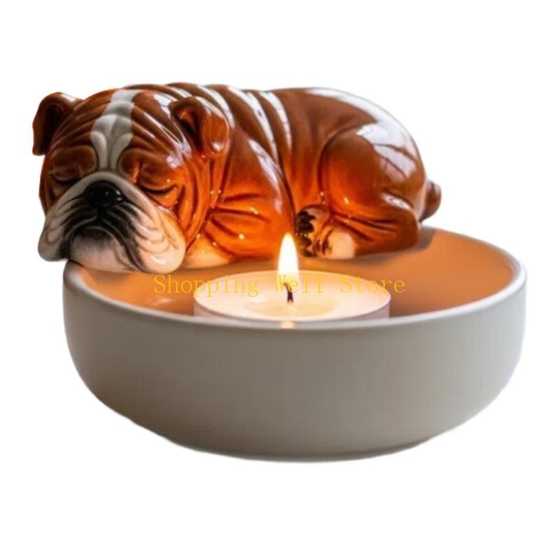 KX4B Dog Lover Gift Resin Light Holders Hand Paint Designs Safe for Pet and Meditations Space