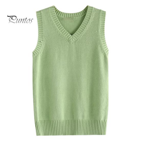

Женский вязаный жилет с V-образным вырезом без рукавов с ребристым краем однотонный жилет топы осень-зима свободный трикотаж XXL зелёный