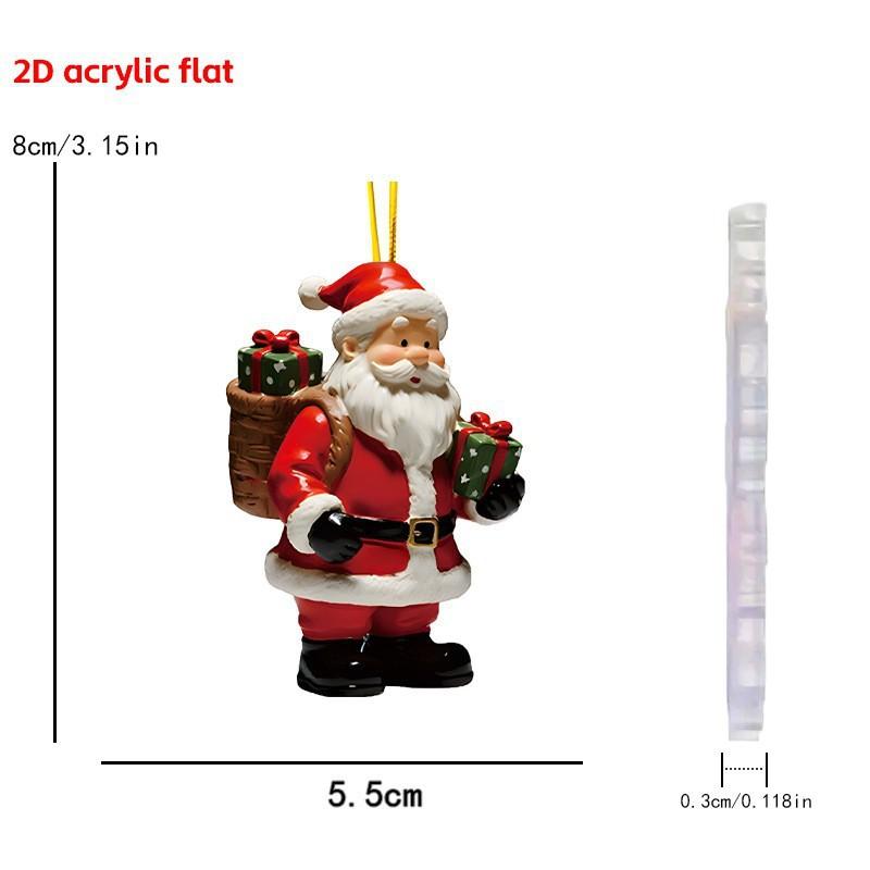 Christmas Tree Pendant Acrylic 2D Cartoon Santa Claus Snowman Festive Hanging Ornaments For Christmas Tree Decor Cute Cartoon