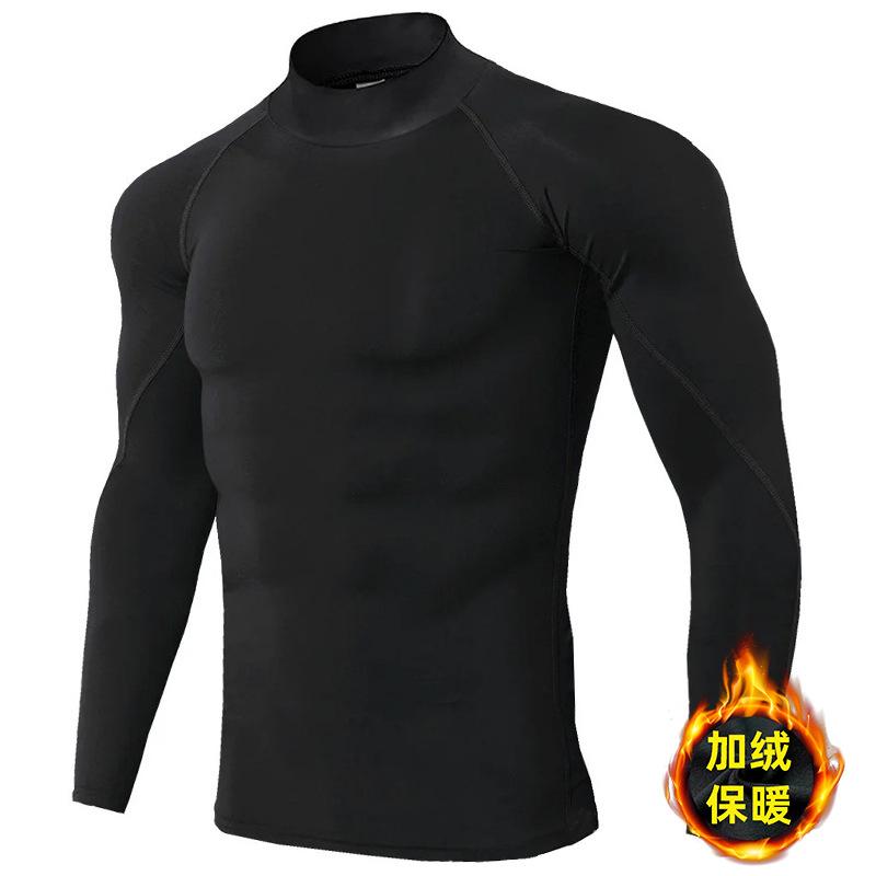 Men's Sports Running T Shirt+ Pants Fleece Thermal Quick Drying Clothes Winter Warm Long Sleeve Tops & Trousers for Running Fitness Training