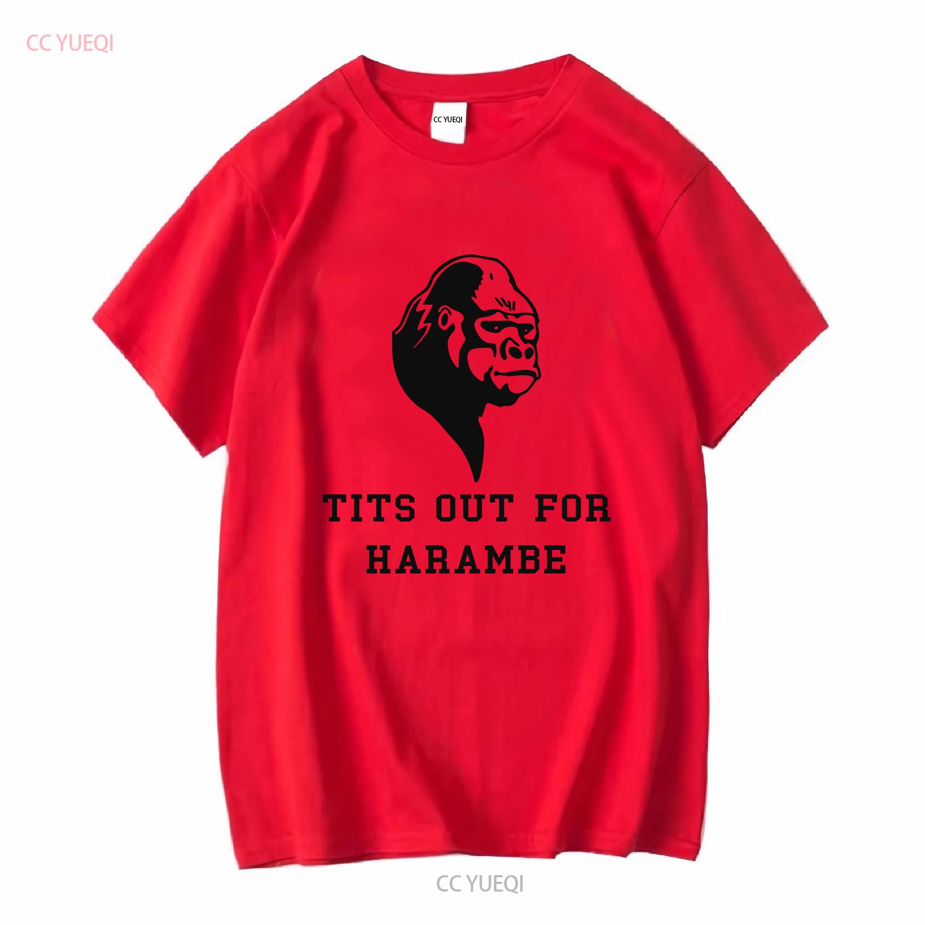 TITS OUT FOR HARAMBE T Shirt vintage Washed fashion Slightly Casual designer clothes Stretched Breathable graphic Unisex Soft S