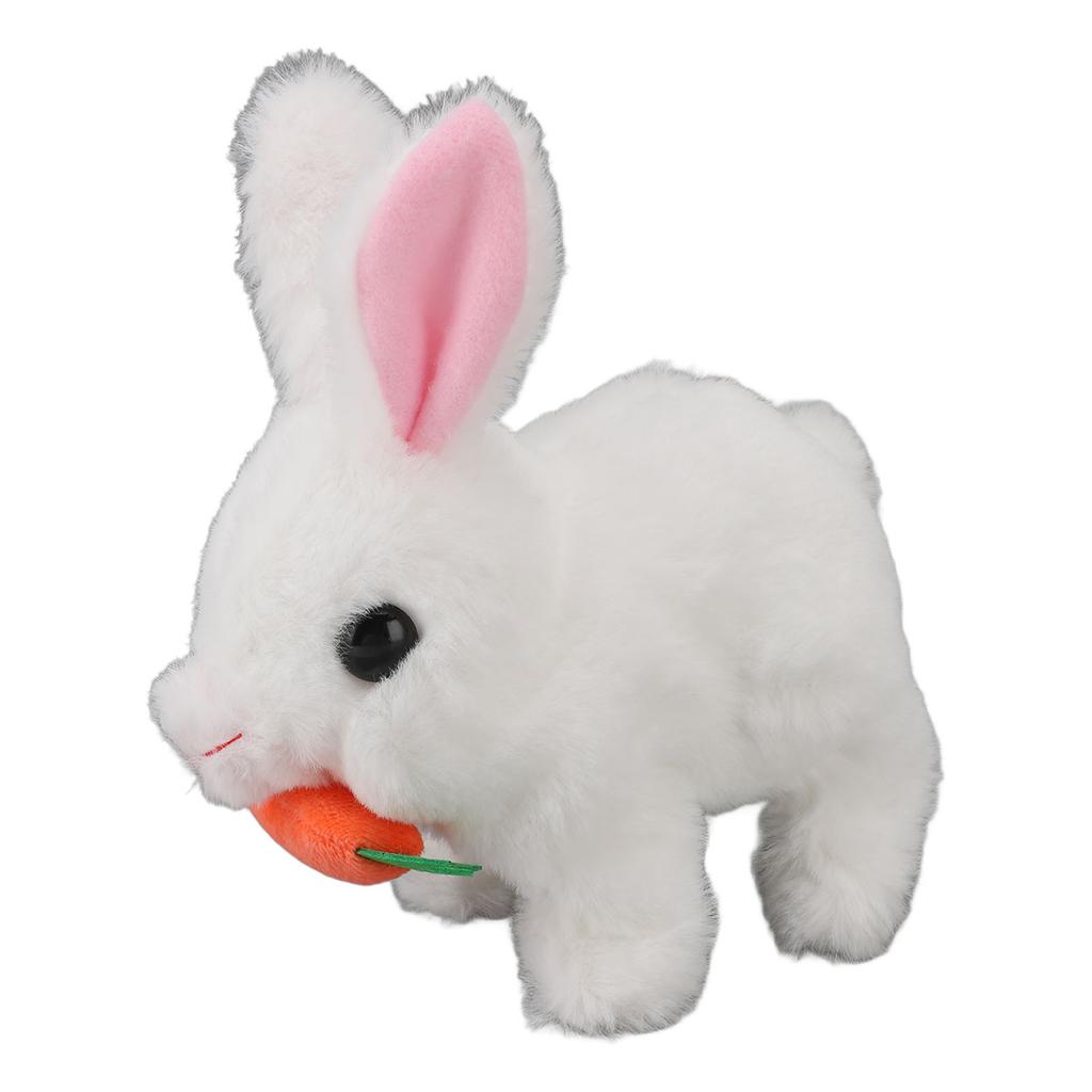 Realistic Bunny Toy Plush Interactive Easter Electronic Hopping Bunny Toy with Sound Wiggle Ears for Birthday Gift White