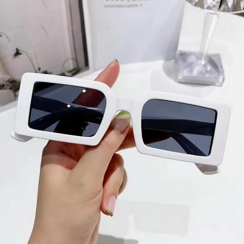 New Fashion Small Rectangular Frame Sunglasses Retro Vintage Glasses Jelly Color Sun Shade Glasses Female Summer Beach Eyewear
