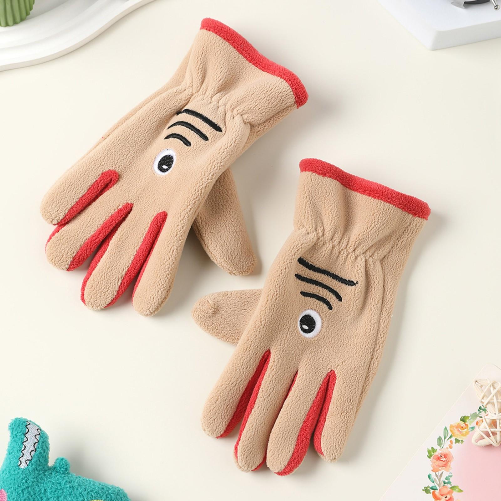

Children s Warm Gloves Plus Fleece Cold,proof Gloves One Size бежевий