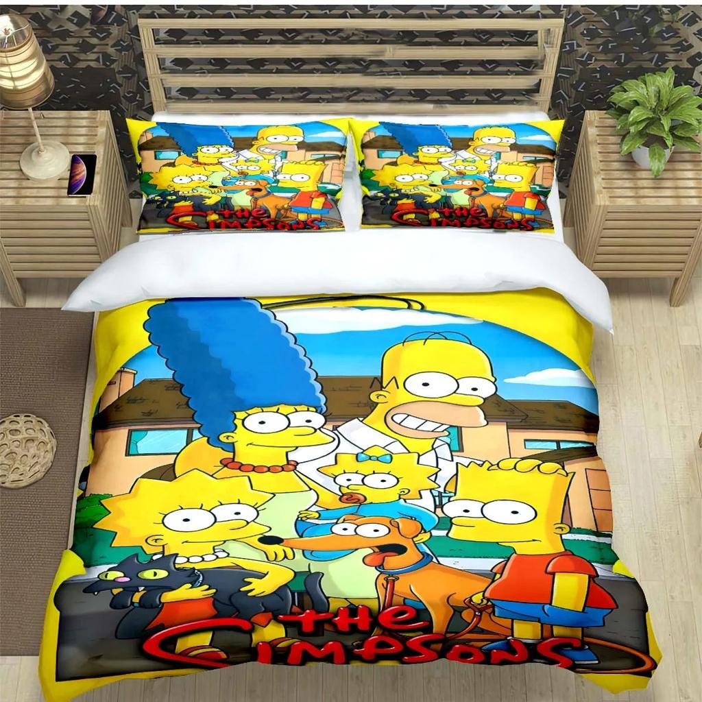 Funny Animation The Simpsons Duvet Cover Microfiber Bedding Set 3D Print Duvet Quilt Cover With Gifts Suitable for Boy and Girls