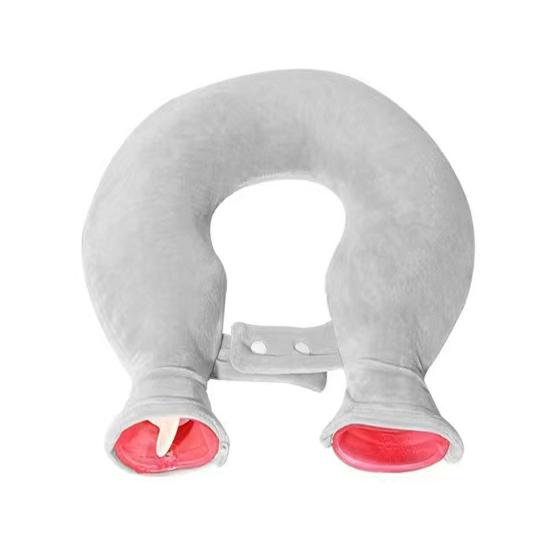 1.8L U-Shaped Hot Water Bottle Neck Shoulder Pain Relief Leak-proof PVC Hot Water Bag with Fleece Cover Hot Cold Therapy Neck Warmer Bag