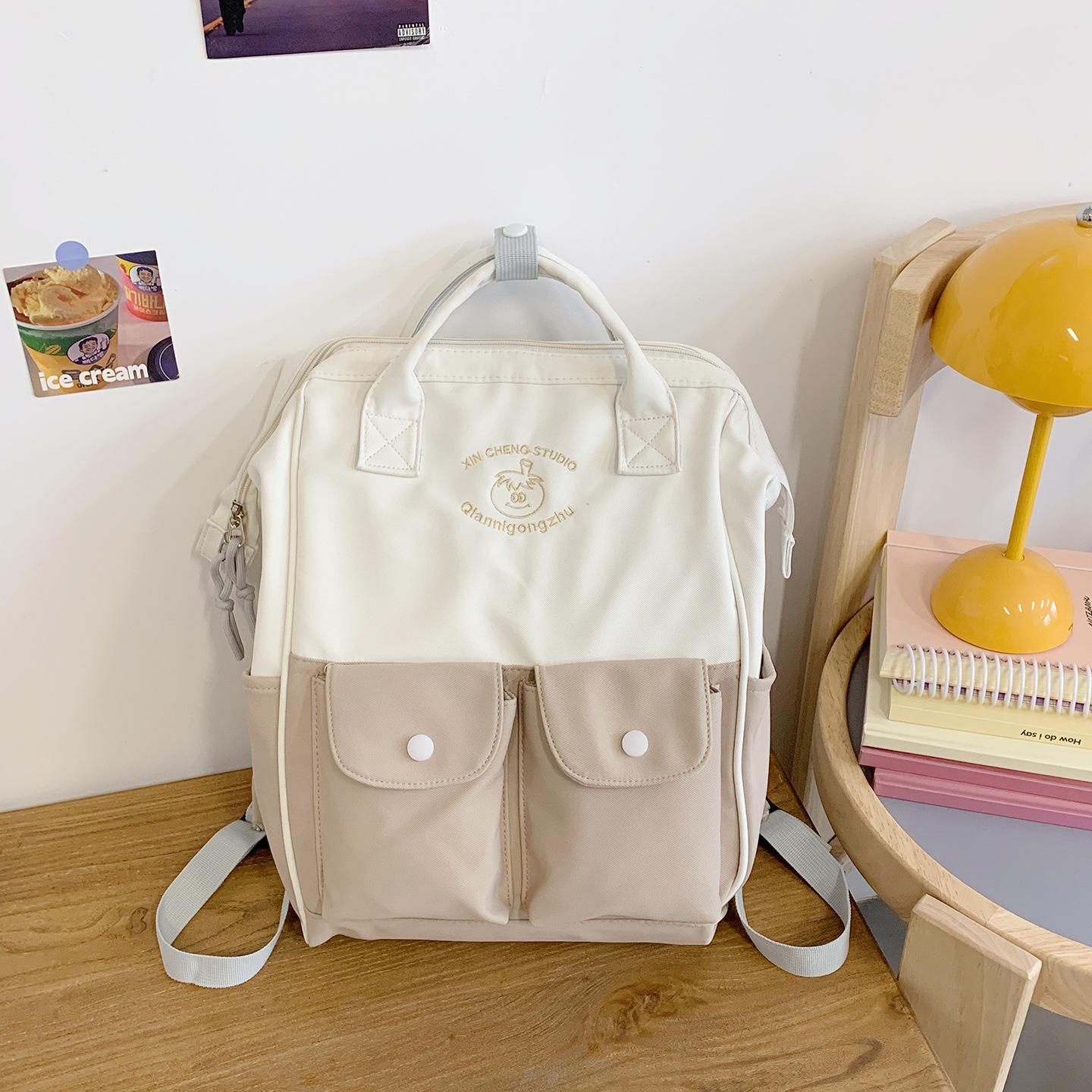 

High-value college style versatile student backpack women s large-capacity schoolbag junior high school student backpack хаки