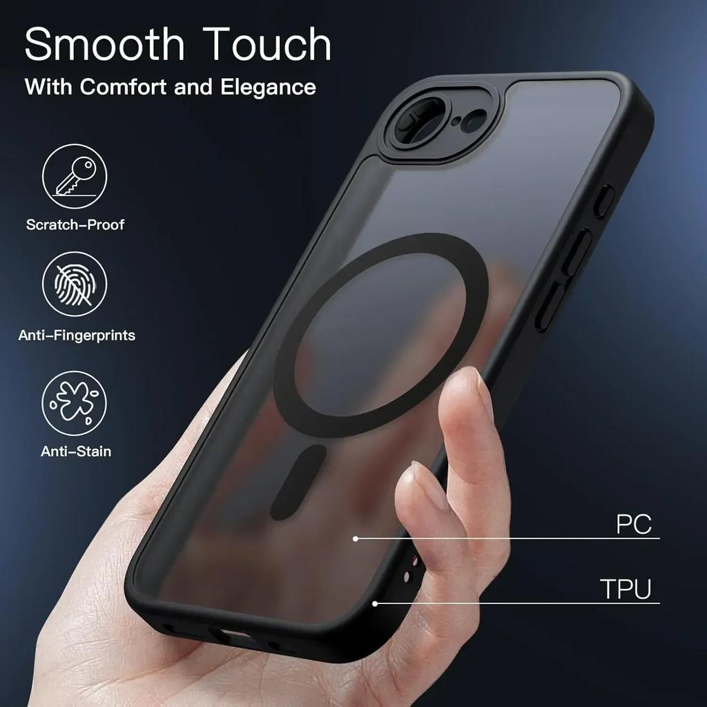 Matný Průhledný Kryt pro Magsafe pro iPhone 16E Magnetické Bezdrátové Nabíjení Nárazuvzdorný Kryt pro iphone 16 15 14 13 Pro Max Plus Coque