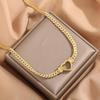 Luxury Hollow Heart Gold Color Stainless Steel Pendant Necklaces for Women Personality Wedding Bride Collar Jewelry Colorfast